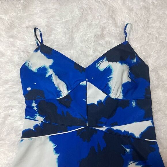 Banana Republic Dress Maxi Long Blue White Floral Spagetti Strap Size 2 Panelled - Picture 5 of 15